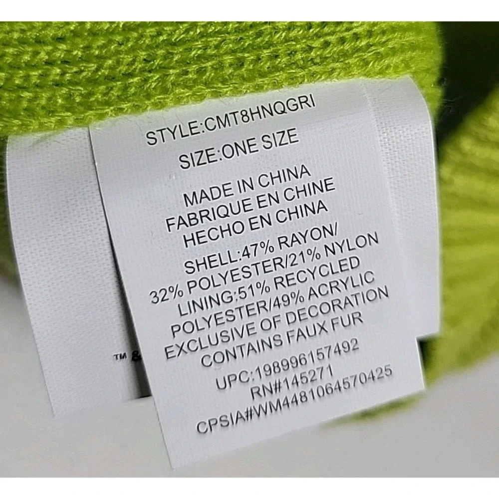 The Grinch Beanie‎ & Gloves Set One Size Child Green Lined Hat NWT Winter Gear